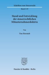 book Stand und Entwicklung der steuerrechtlichen Mitunternehmerdoktrin