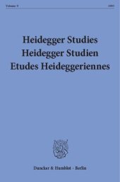 book Heidegger Studies / Heidegger Studien / Etudes Heideggeriennes: Vol. 9 (1993)