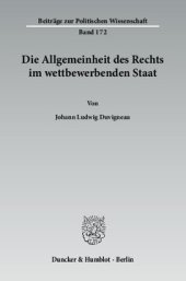 book Die Allgemeinheit des Rechts im wettbewerbenden Staat