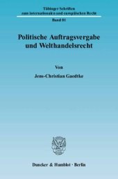 book Politische Auftragsvergabe und Welthandelsrecht