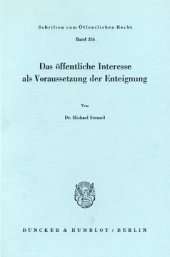 book Das öffentliche Interesse als Voraussetzung der Enteignung