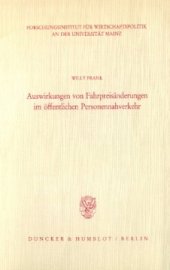 book Auswirkungen von Fahrpreisänderungen im öffentlichen Personennahverkehr