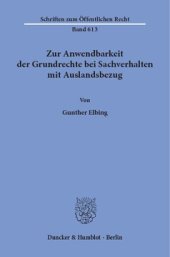 book Zur Anwendbarkeit der Grundrechte bei Sachverhalten mit Auslandsbezug