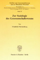 book Zur Soziologie des Genossenschaftswesens