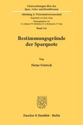 book Bestimmungsgründe der Sparquote