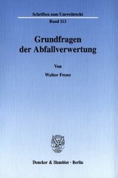 book Grundfragen der Abfallverwertung