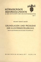 book Grundlagen und Probleme der Klosterbesteuerung: nach geltendem deutschen Steuerrecht