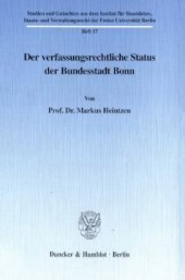 book Der verfassungsrechtliche Status der Bundesstadt Bonn