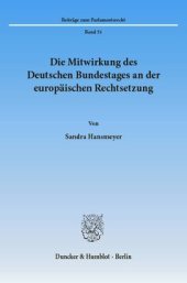 book Die Mitwirkung des Deutschen Bundestages an der europäischen Rechtsetzung