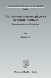 book Das Wasserentnahmeentgeltgesetz Nordrhein-Westfalen: Bestandsaufnahme und Evaluierung