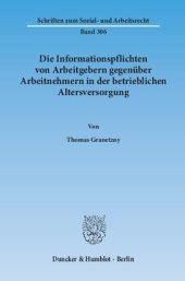 book Die Informationspflichten von Arbeitgebern gegenüber Arbeitnehmern in der betrieblichen Altersversorgung