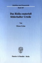 book Das Risiko materiell fehlerhafter Urteile