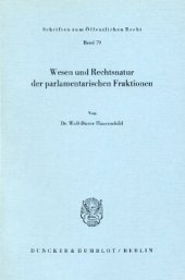 book Wesen und Rechtsnatur der parlamentarischen Fraktionen