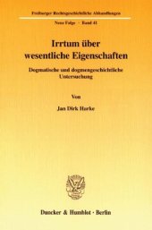 book Irrtum über wesentliche Eigenschaften: Dogmatische und dogmengeschichtliche Untersuchung