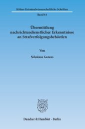 book Übermittlung nachrichtendienstlicher Erkenntnisse an Strafverfolgungsbehörden