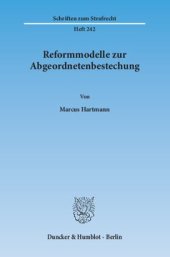 book Reformmodelle zur Abgeordnetenbestechung