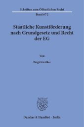 book Staatliche Kunstförderung nach Grundgesetz und Recht der EG