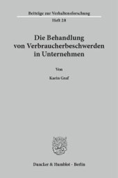 book Die Behandlung von Verbraucherbeschwerden in Unternehmen