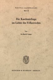 book Die Kaschmirfrage im Lichte des Völkerrechts