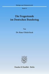 book Die Fragestunde im Deutschen Bundestag