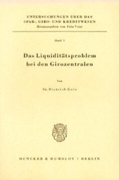 book Das Liquiditätsproblem bei den Girozentralen