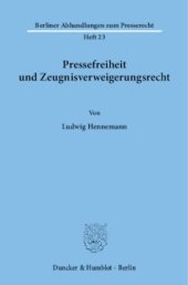 book Pressefreiheit und Zeugnisverweigerungsrecht