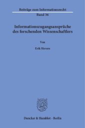 book Informationszugangsansprüche des forschenden Wissenschaftlers