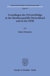 book Gundlagen der Privaterbfolge in der Bundesrepublik Deutschland und in der DDR