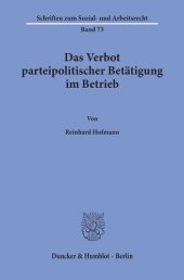 book Das Verbot parteipolitischer Betätigung im Betrieb