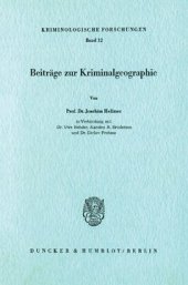 book Beiträge zur Kriminalgeographie