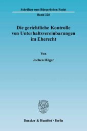 book Die gerichtliche Kontrolle von Unterhaltsvereinbarungen im Eherecht