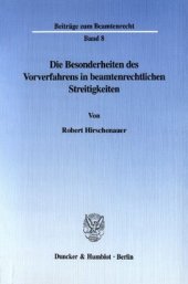 book Die Besonderheiten des Vorverfahrens in beamtenrechtlichen Streitigkeiten