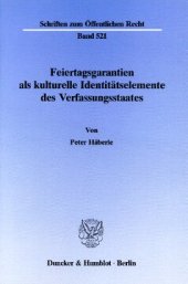 book Feiertagsgarantien als kulturelle Identitätselemente des Verfassungsstaates