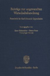 book Beiträge zur angewandten Wirtschaftsforschung: Festschrift für Karl Heinrich Oppenländer