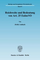 book Reichweite und Bedeutung von Art. 25 EuInsVO