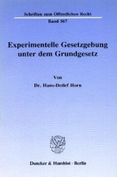 book Experimentelle Gesetzgebung unter dem Grundgesetz