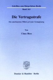 book Die Vertragsstrafe: Ein unerkanntes Mittel privater Genugtuung