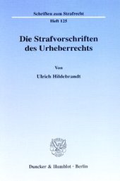 book Die Strafvorschriften des Urheberrechts