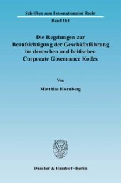 book Die Regelungen zur Beaufsichtigung der Geschäftsführung im deutschen und britischen Corporate Governance Kodex