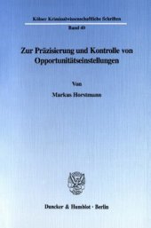 book Zur Präzisierung und Kontrolle von Opportunitätseinstellungen