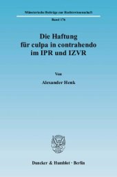 book Die Haftung für culpa in contrahendo im IPR und IZVR