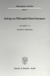 book Beiträge zur Philosophie Eduard Sprangers