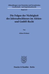 book Die Folgen der Nichtigkeit des Jahresabschlusses im Aktien- und GmbH-Recht