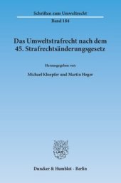 book Das Umweltstrafrecht nach dem 45. Strafrechtsänderungsgesetz