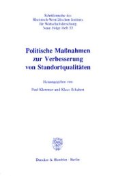 book Politische Maßnahmen zur Verbesserung von Standortqualitäten