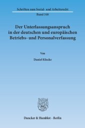 book Der Unterlassungsanspruch in der deutschen und europäischen Betriebs- und Personalverfassung