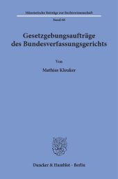 book Gesetzgebungsaufträge des Bundesverfassungsgerichts