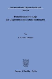 book Datenfinanzierte Apps als Gegenstand des Datenschutzrechts