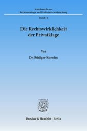 book Die Rechtswirklichkeit der Privatklage