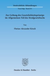 book Zur Geltung des Gesetzlichkeitsprinzips im Allgemeinen Teil des Strafgesetzbuchs